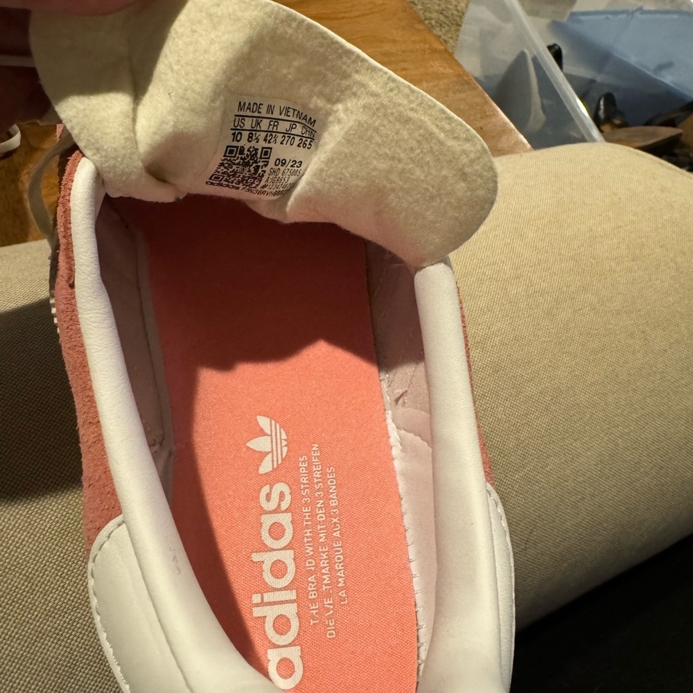 Adidas Gazelle Pink and White Sneakers - Picture 6 of 6